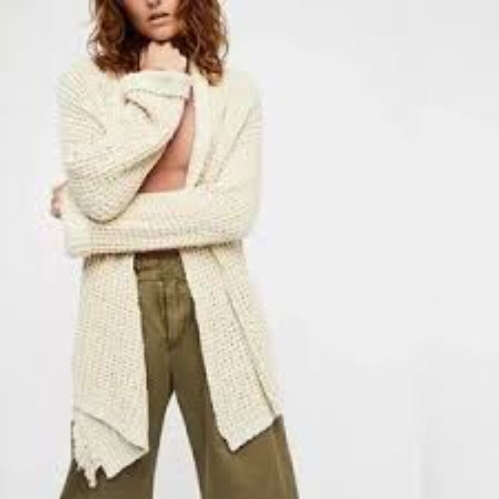 New Directions Cream Cardigan Sweater Textured Knit
